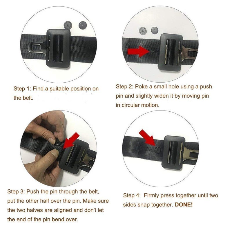 Y-Axis Seat Belt Button Buckle Clip Stop - Universal Fit Stopper Kit (Black + Beige + Grey, 18 Sets) - Image 3